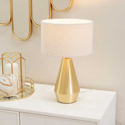 Valuelights Jax Gold Metal Touch Dimmer Table Lamp With Cream Boucle Shade from B&Q