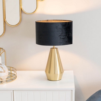 Valuelights Jax Gold Metal Touch Dimmer Table Lamp With Black Velvet Shade from B&Q