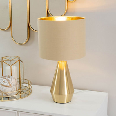 Valuelights Jax Metal Touch Dimmer Table Lamp With Beige/ Drum Shade Gold/Beige