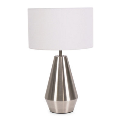 Valuelights Jax Silver Metal Touch Dimmer Table Lamp With White Drum Shade from B&Q