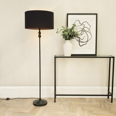 B&Q -  Maggie Black Metal Candlestick Floor Lamp With Black Fabric Lamp Shade