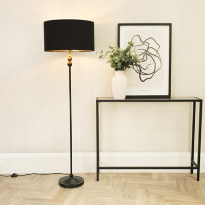 Valuelights Black/Gold Maggie Metal Candlestick Floor Lamp With And Metallic Lamp Shade