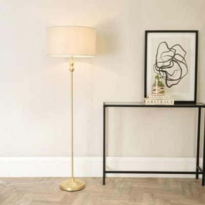 B&Q -  Maggie Gold Metal Candlestick Floor Lamp With Cream Shade