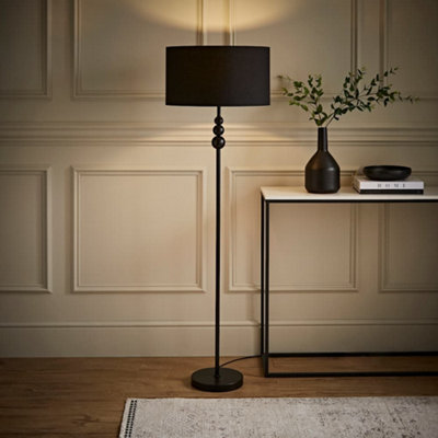 Valuelights Marissa Matt Stacked Ball Floor Lamp With Drum Shade Black