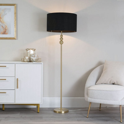 Valuelights Marissa Stacked Ball Floor Lamp With Drum Shade Gold/Black