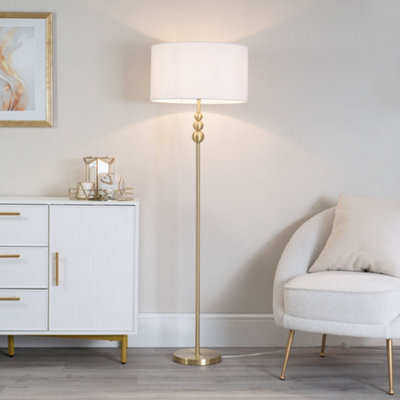 Valuelights Marissa Stacked Ball Floor Lamp With Drum Shade Gold/White