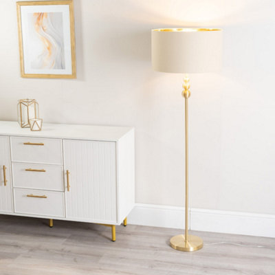 Valuelights Gold/Beige Marissa Stacked Ball Floor Lamp With Beige/ Shade