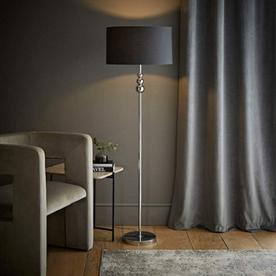 Valuelights Marissa Chrome Stacked Ball Floor Lamp With Charcoal Grey Drum Shade from B&Q