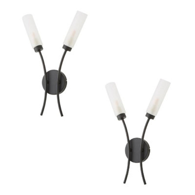 Valuelights Maya Pair2 Way Curved Matt Black Wall Light Fitting For Living Room Lounge Hallway from B&Q