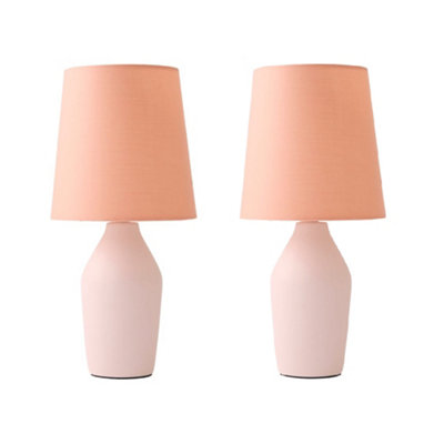 B&Q -  Arlo Set Of 2Rose Pink Ceramic Table Lamps With Tapered Shade