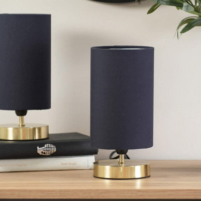 Valuelights Francis Pair Of Gold Touch Table Lamps With Navy Shade from B&Q