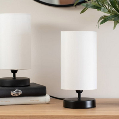 Valuelights Francis Pair Of Black Touch Table Lamps With White Shade from B&Q