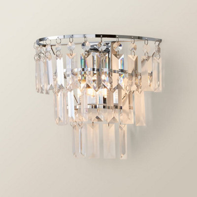 Valuelights Kelsks Pair Of - Chrome And Clear Acrylic Jewel Droplet Wall Light