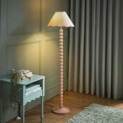 Valuelights Bobbles Rose Pink Bobbin Floor Lamp With Pink Trim Scallop ShadeLed Bulb Included from B&Q