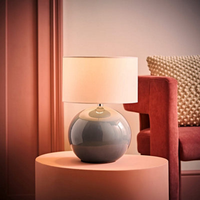 Valuelights Bosco Eucalyptus Ceramic Table Lamp With Drum Shade - Led Bulb Included White
