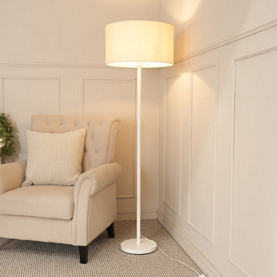Valuelights Charles White Floor Lamp With Cream Shade And Bulb from B&Q