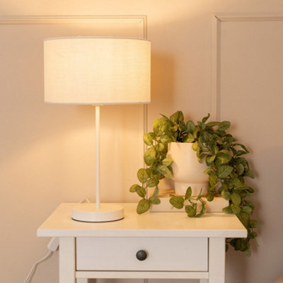 Valuelights Charles White Table Lamp With Drum Shade And Bulb from B&Q