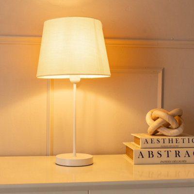 Valuelights Charles White Table Lamp With A Beige Tapered Shade And Bulb from B&Q