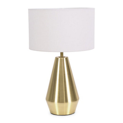 Valuelights Jax Gold Metal Touch Dimmer Table Lamp With White Drum ShadeLed Bulb Included from B&Q