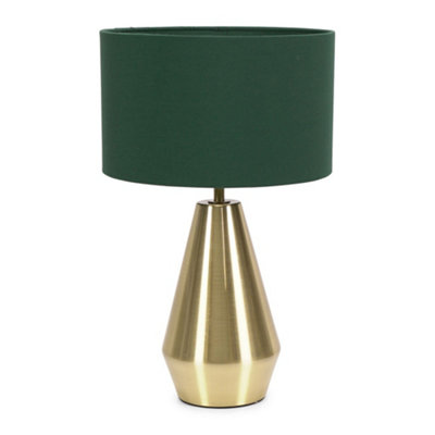 Valuelights Jax Gold Metal Touch Dimmer Table Lamp With Forest Green Drum ShadeLed Bulb Included from B&Q