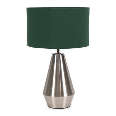 Valuelights Jax Metal Touch Dimmer Table Lamp With Forest Drum Shade - Led Bulb Included Silver/Green