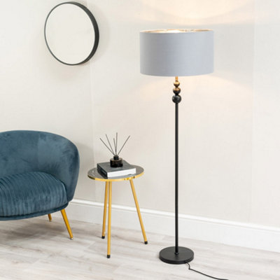 Valuelights Unisex Grey Marissa & Chrome Shade W/ Black Stacked Ball Floor Lamp W/ Led Bulb - Image 7