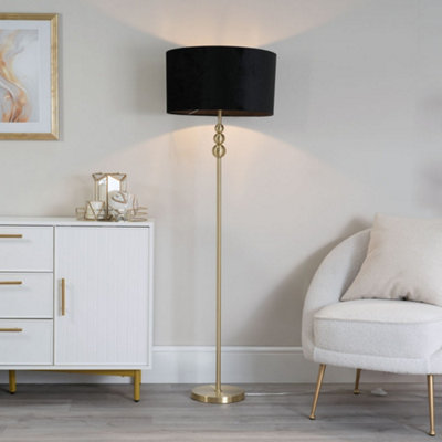 Valuelights Marissa Stacked Ball Floor Lamp With Velvet Shade - Led Bulb Included Gold/Black