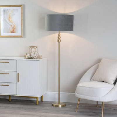 Valuelights Marissa Stacked Ball Floor Lamp With Velvet Shade - Led Bulb Included Gold/Grey