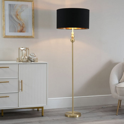 B&Q -  Marissa Gold Stacked Ball Floor Lamp With Black/gold ShadeLed Bulb Included
