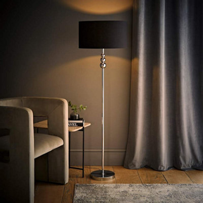 Valuelights Black Marissa Chrome Stacked Ball Floor Lamp With Drum Shade - Led Bulb Included