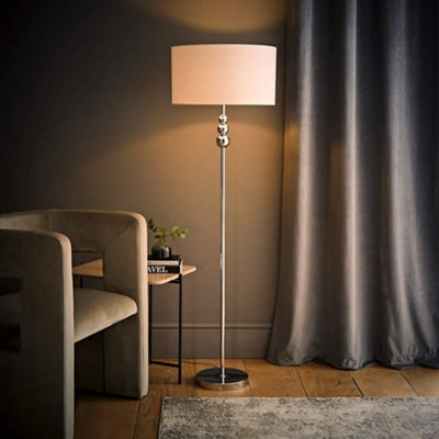 Valuelights Marissa Chrome Stacked Ball Floor Lamp With Drum Shade - Led Bulb Included White