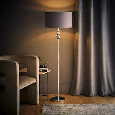 Valuelights Grey Marissa Chrome Stacked Ball Floor Lamp With /Chrome Shade - Led Bulb Included