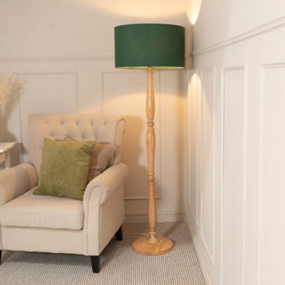 Values Victoria Traditional Wood Candlestick Floor Lamp With Forest Drum Shade - Led Bulb Included Light/Green