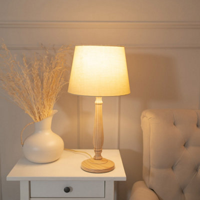 Valuelights Victoria Traditional Light Wood Candlestick Table Lamp With Beige Tapered ShadeLed Bulb Included from B&Q
