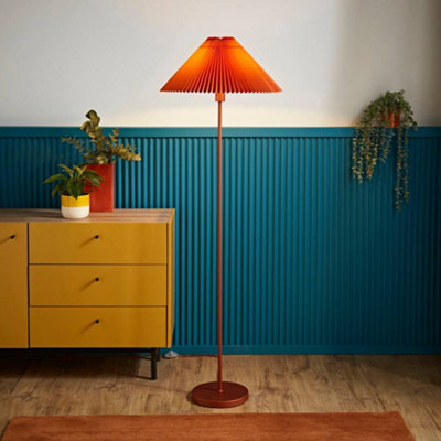 Valuelights Akira Burnt Orange Metal Floor Lamp With Pleated LampshadeLed Bulb Included from B&Q