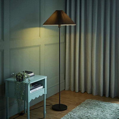 Valuelights Akira Black Metal Floor Lamp With Pleated LampshadeLed Bulb Included from B&Q