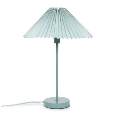 Valuelights Blue Akira Metal Table Lamp With Pleated Lampshade - Led Bulb Included