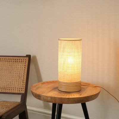 Valuelights Elsa Natural Bamboo Shade Wooden Table Lamp With Led Bulb