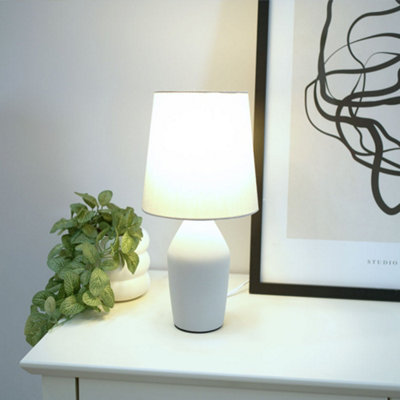 B&Q -  Arlo Grey Ceramic Base Table Lamp With Tapered ShadeLed Bulb Included