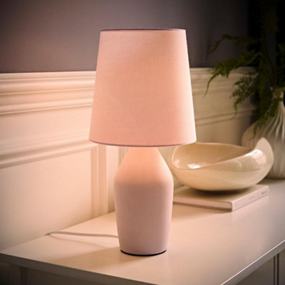 B&Q -  Arlo Lilac Ceramic Table Lamp With Tapered Shade And Bulb