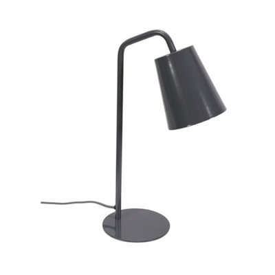 Valuelights Bibi Grey Metal Arched Stem Bedside Table Lamp For Bedroom Office Reading LightLed Bulb Included from B&Q