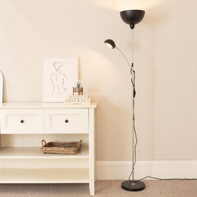 Valuelights Orion Black Metal Father And Son Reading Floor Lamp Mother And Child Adjustable LightLed Bulbs Included from B&Q