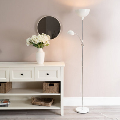 Valuelights Orion White Metal Father And Son Reading Floor Lamp Mother And Child Adjustable LightLed Bulbs Included from B&Q
