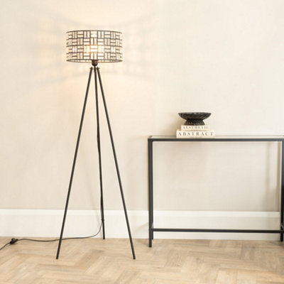 B&Q -  Elise Acrylic Jewel Shade Black Tripod Floor Lamp With Led Bulb