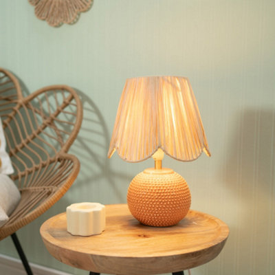 Valuelights Sebby Pair OfPeach Ceramic Table Lamp With Natural Raffia ShadeLed Bulbs Included from B&Q