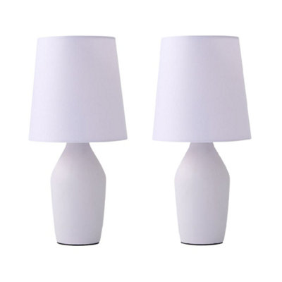 B&Q -  Arlo Set Of 2Lilac Ceramic Table Lamps With Tapered Shade And Bulbs