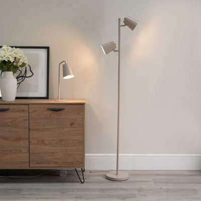 Valuelights Bibi Natural Metal 2 Way Standing Floor Lamp For Living Room Office Reading LightLed Bulbs Included from B&Q