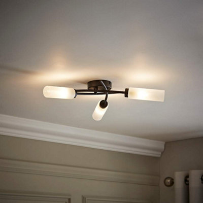 B&Q -  Maya 3 Way Curved Cross Over Design Matt Black Ceiling Light Fitting For Living Room HallwayLed Bulbs Included