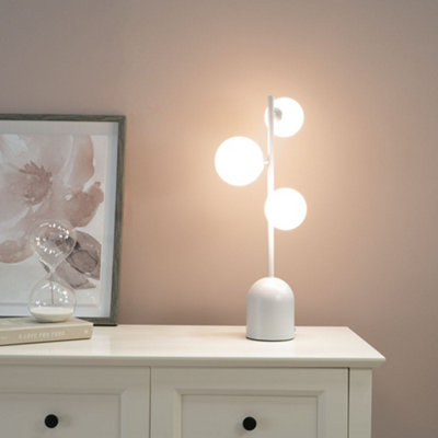 Valuelights Marlow Oyster Grey 3 Way Bedside Table Lamp With Glass Globe LampshadeLed Bulbs Included from B&Q