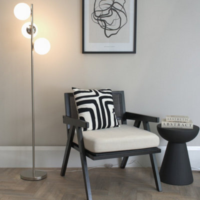 Valuelights Jas Chrome 3 Way Floor Lamp With Frosted Glass Globe Shades - Led Bulbs Included White